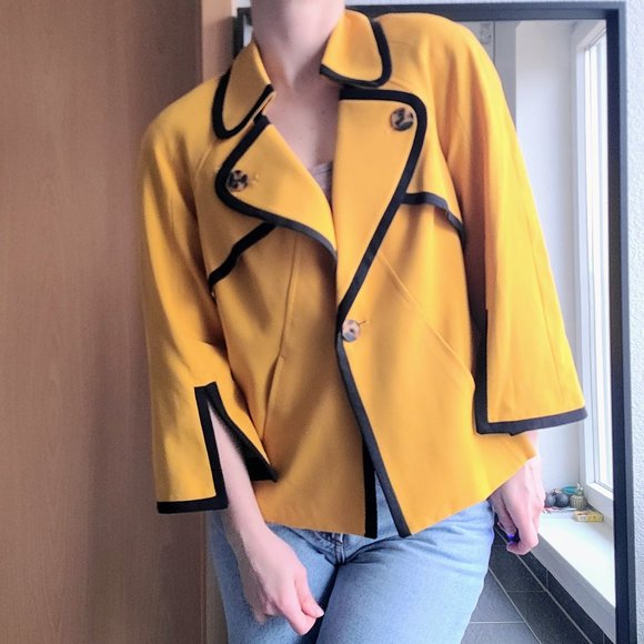 Nine West Autumn Foliage Goldenrod Yellow Single Button Front Collared Blazer 8 - Picture 1 of 13